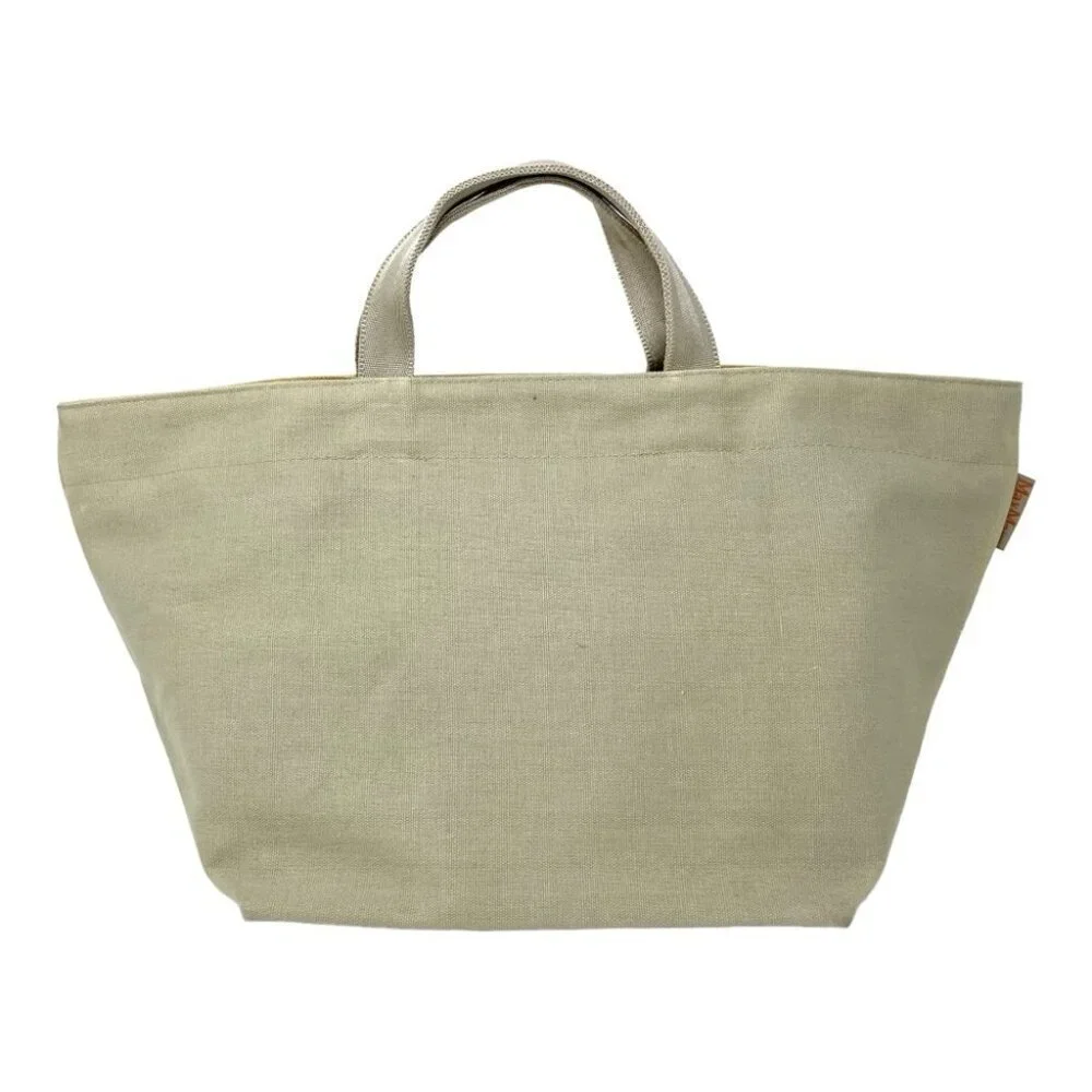 Max Mara Natural Tan Canvas Top Handle Bag